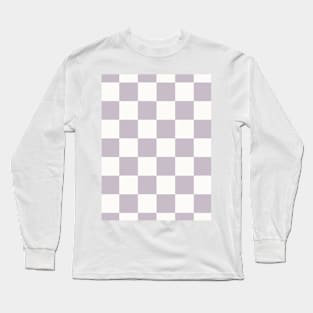 Neutral Checkered Board Purple Violet Retro Check Pattern Long Sleeve T-Shirt